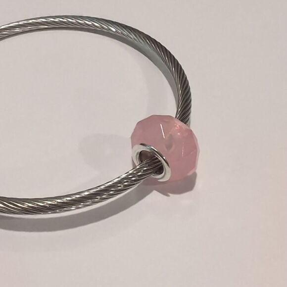 Silver Frosted Pink Charm for Pandora Style - Picture 4 of 4